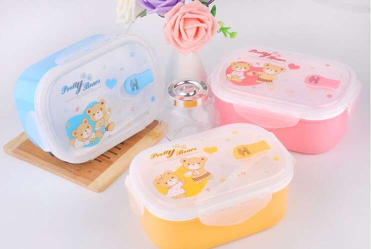 Double layer plastic lunch box with lock and removeable freezing gel  BD-AN011
