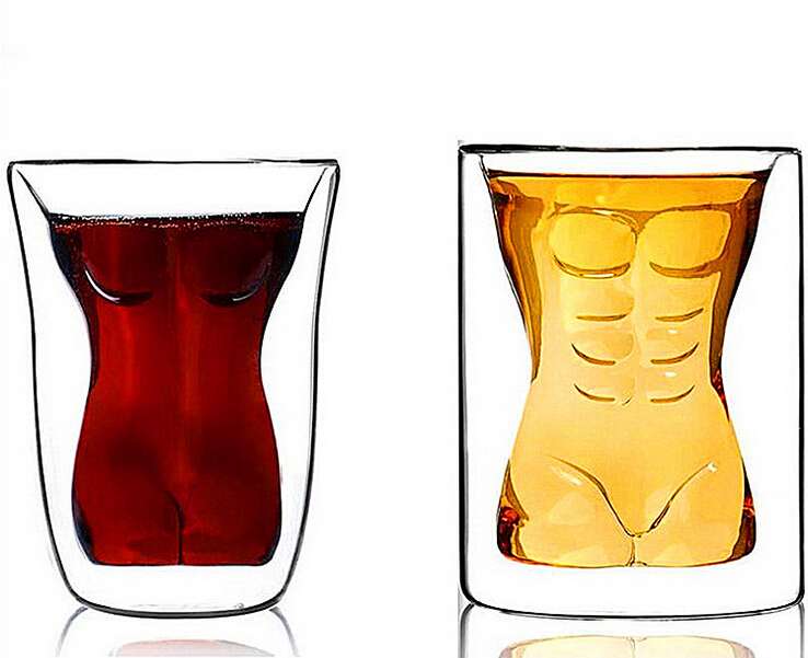 Wholesale 4pcs/lot Double-Deck Sexy Lady Body Shot Glass Creative Adiabatic BD-AN016