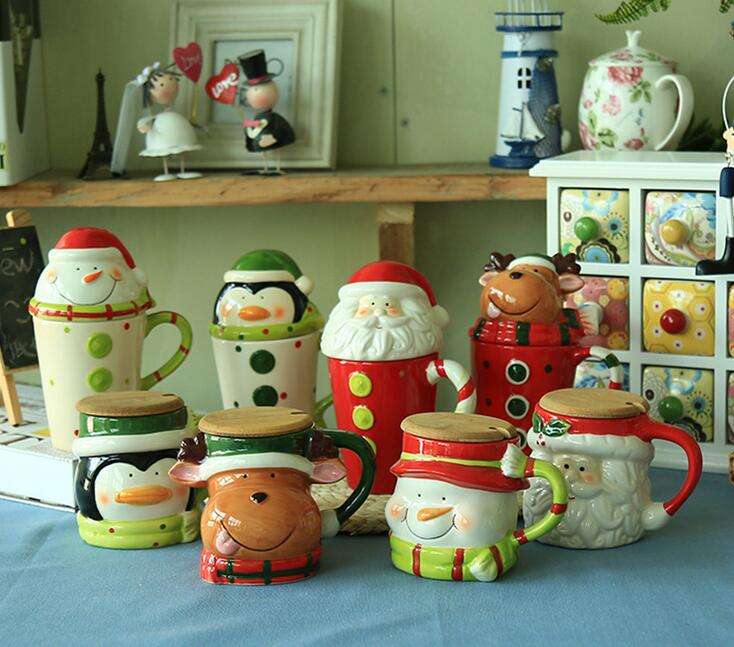 novelty Christmas gifts mug,ceramic mug for Christmas day,500ml ceramic cup with lid---MM005