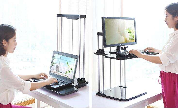 Adjustable computer desk sit and stand using available,folding computer standing desk, health BD-S21