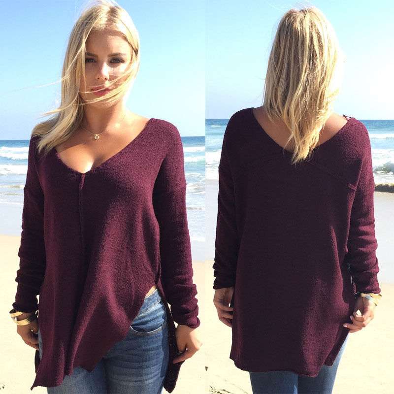 Hot style in autumn winter wtyle V-neck/long sleeve female/open fork BD-SH033