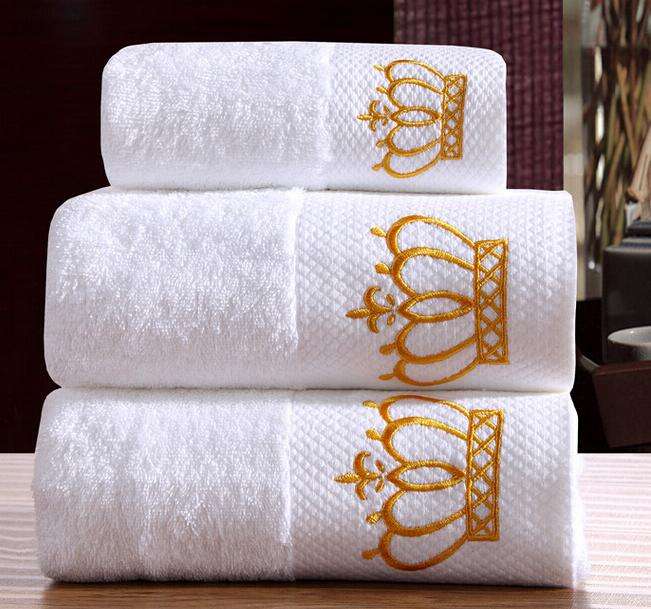 Hotel bath towels, 100% cotton,32S,embroidery logo,white towels  BD-AN073