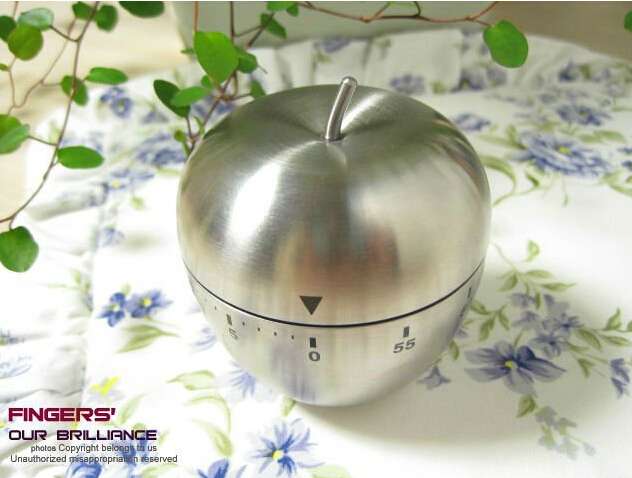 High Quality 60 minutes Stainless steel apple twist kitchen timer  Calculator    BDSH122