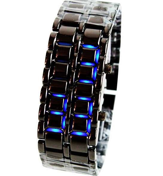Russian hot selling LED BLUE number and black mental Lava watches     BDSH140