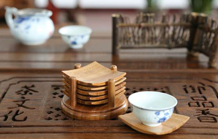 Chinese Crafted Hand Made Bamboo Full Tea Set  BDSH156