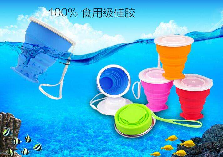 Creative portable high quality silicone folding cups for outdoor/travel BDSH171