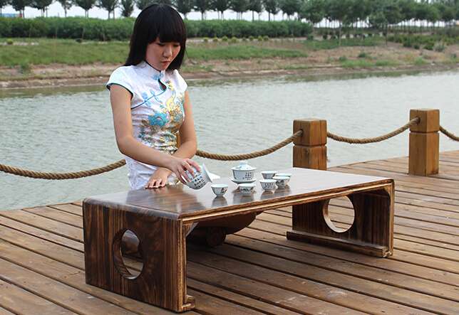 Hand Polish Pure Solid Wood Carbonization Paulownia Wood Tatami Tea Table  BDSH380